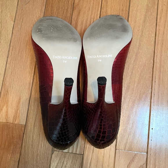 Enzo Angiolini Red Ombré Leather Peep Toe Pumps Heels 9 - Picture 4 of 6